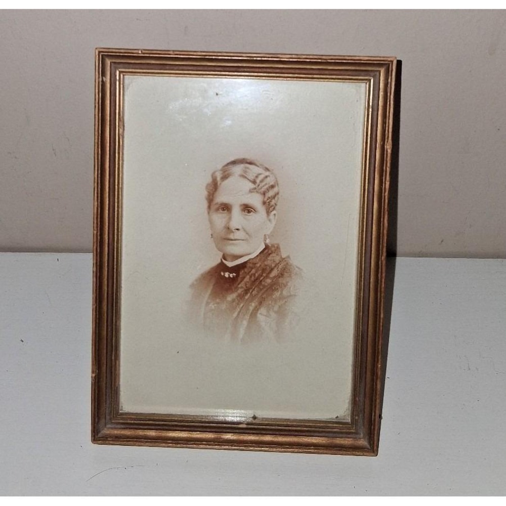 Antique Victorian Sepia Portrait Woman Framed Photograph